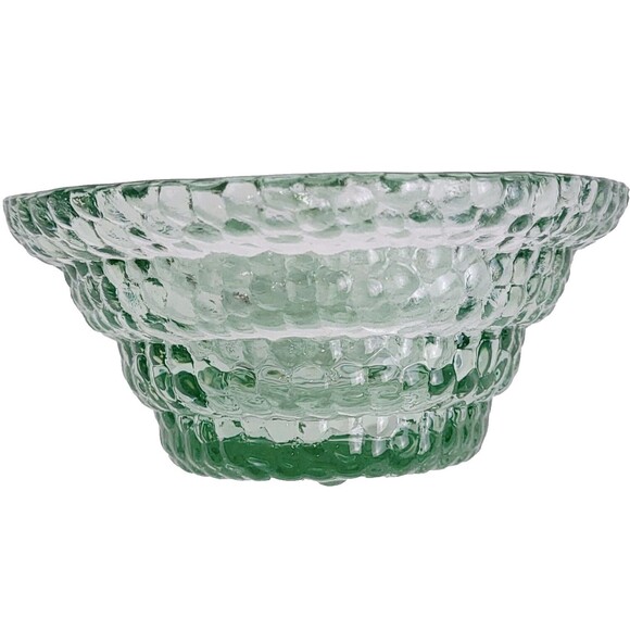 Heavy Aqua Glass Funnel Styled Bubble Glass Small Bowl - Picture 2 of 6